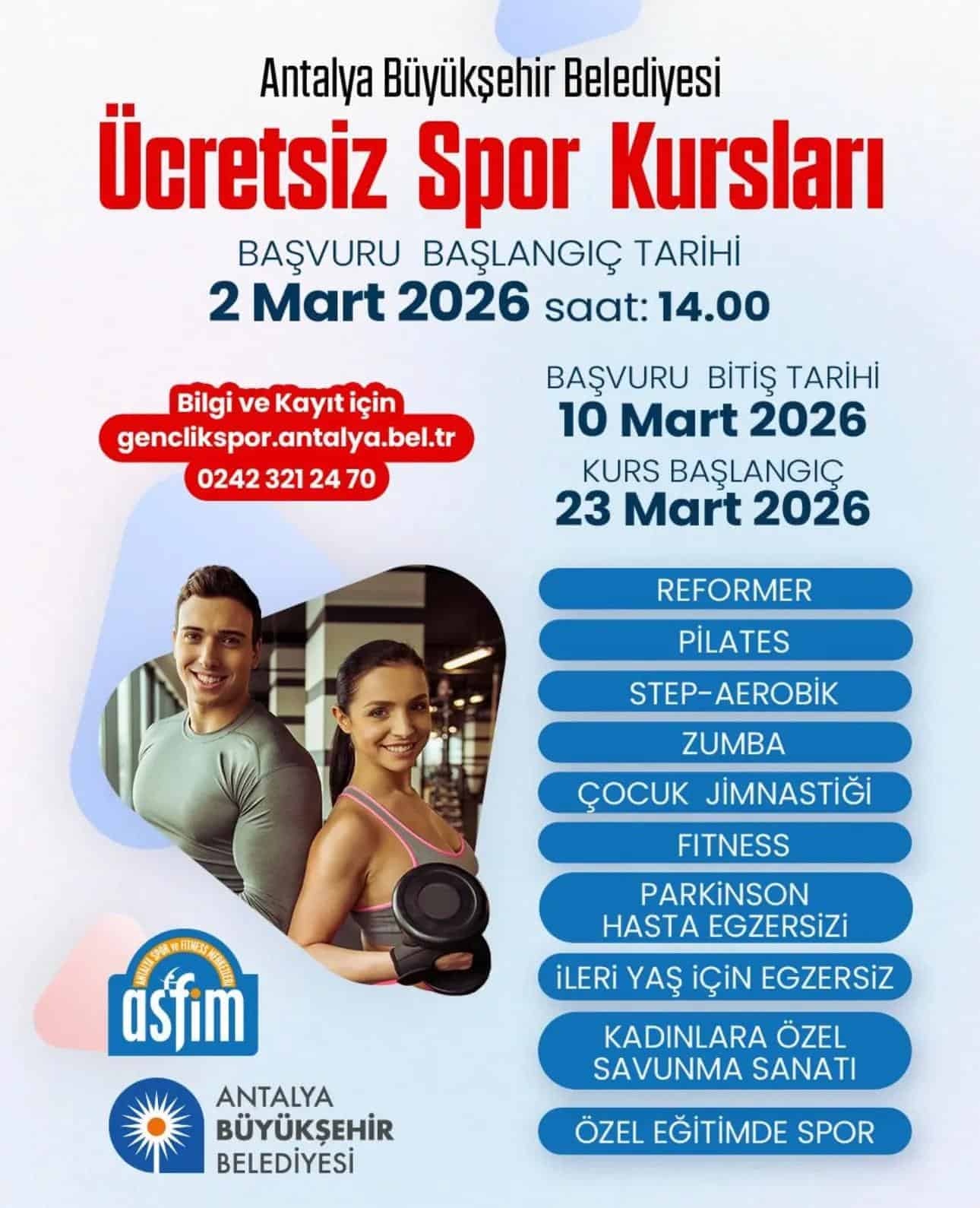ASFİM’de Yeni Spor Sezonu Başlıyor: Her Yaş Grubuna Ücretsiz Kurslar